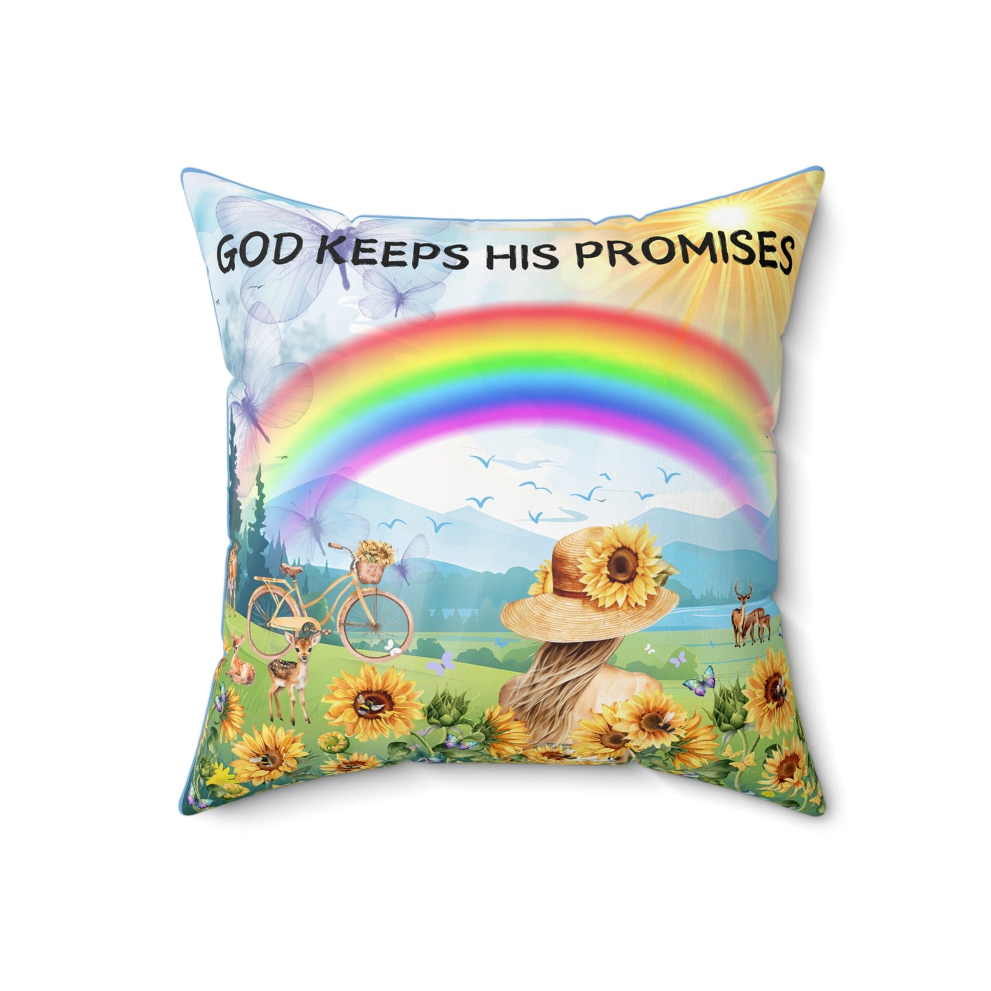 God Keeps His Promises Spun Polyester Square Pillow