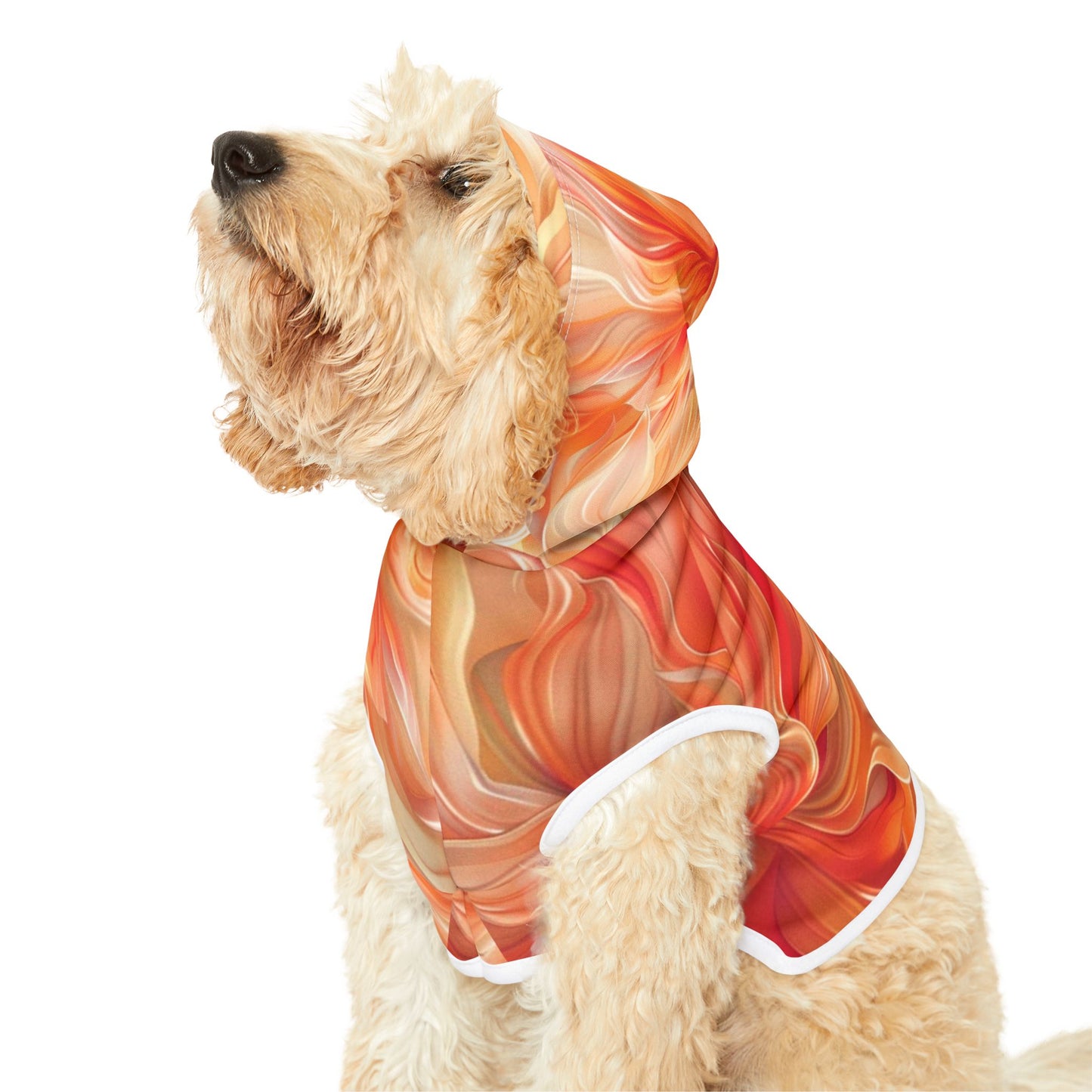 Pet Hoodie Orange Floral 2