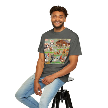 Springtime At The Barnyard Unisex Garment-Dyed T-shirt