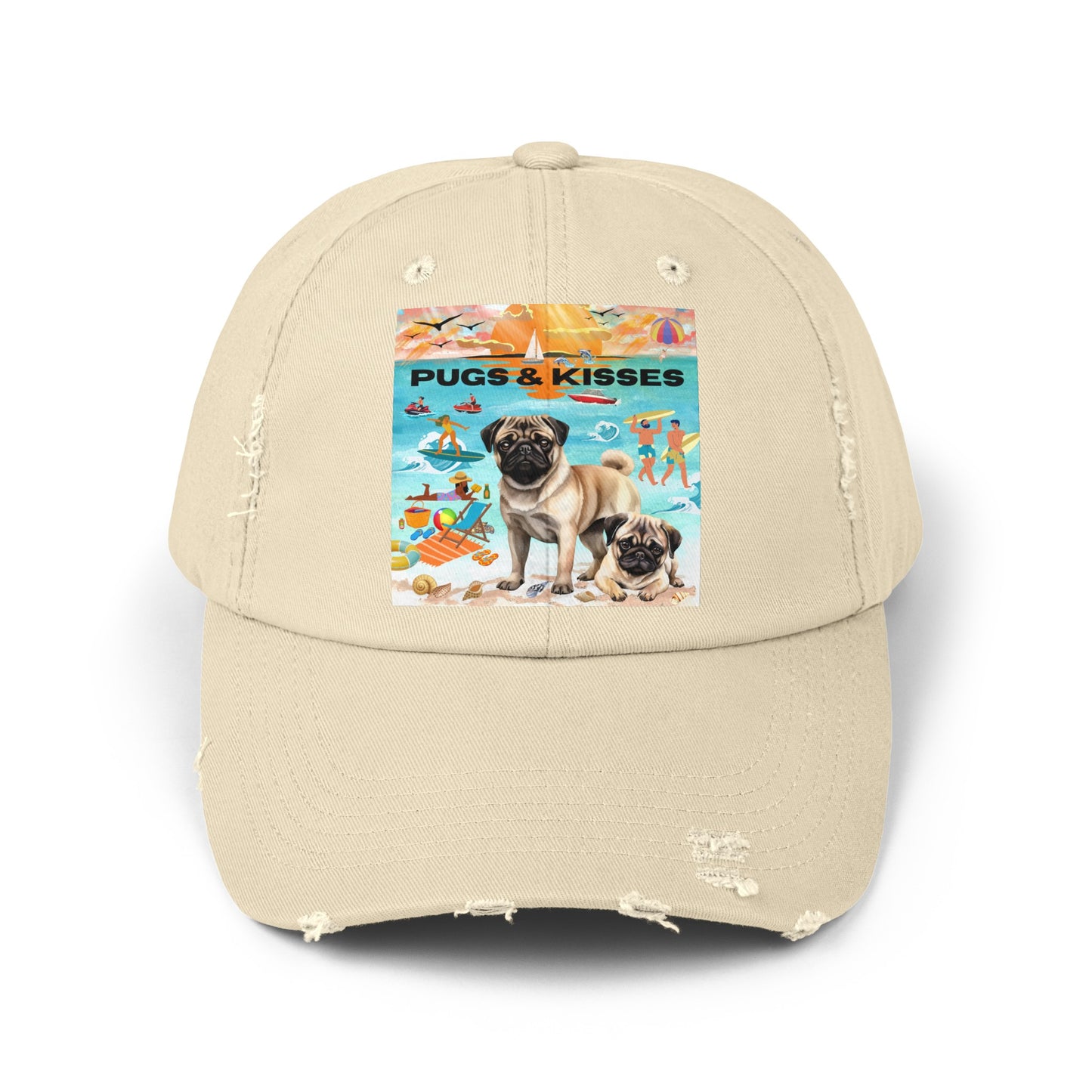 Pugs & Kisses Unisex Distressed Cap