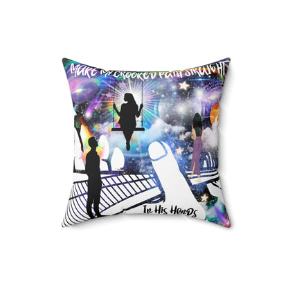 In His Hands Spun Polyester Square Pillow