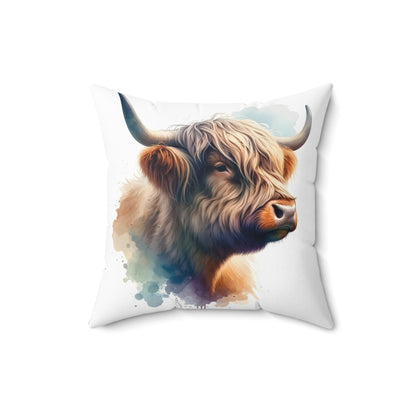 Spun Polyester Square Pillow Highland Cow 4