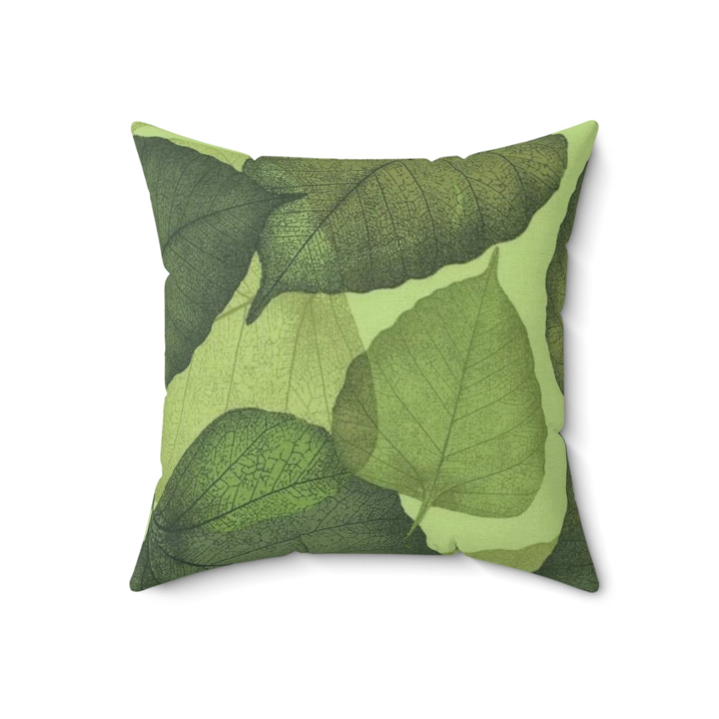 Spun Polyester Square Pillow Green Leaves