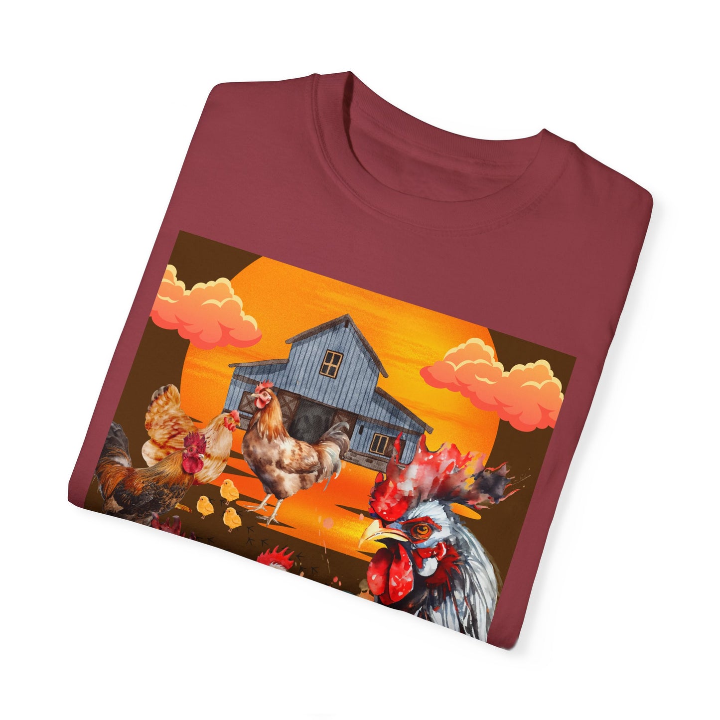 Chickens At Sunset Unisex Garment-Dyed T-shirt