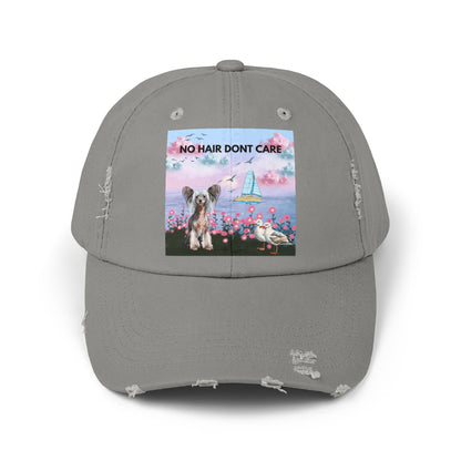 No Hair Don't Care Unisex Distressed Cap