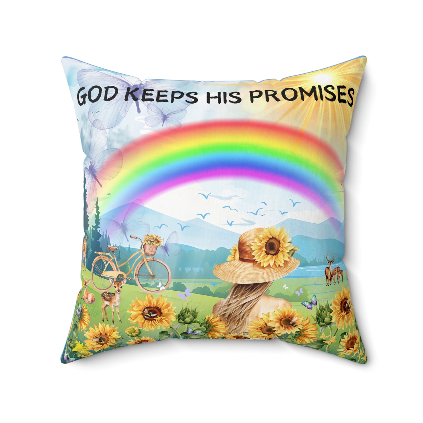 God Keeps His Promises Spun Polyester Square Pillow