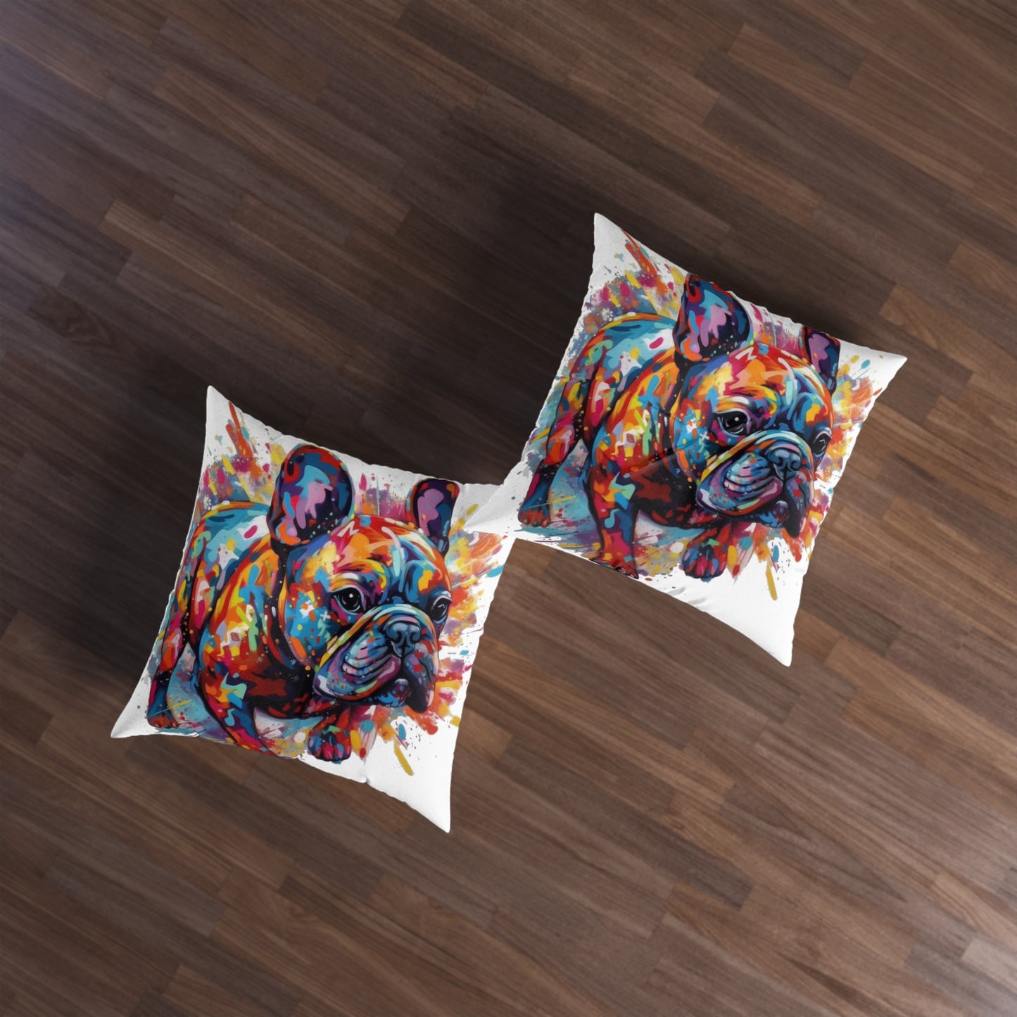 Tufted Floor Pillow, Square Frenchie 3