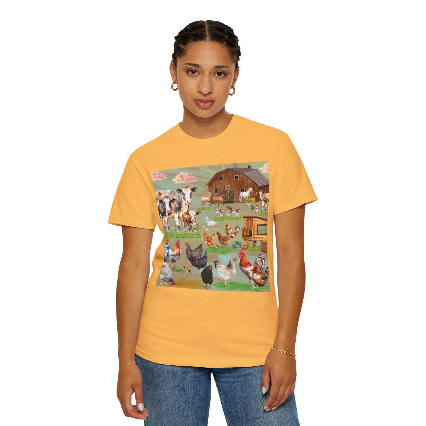 Springtime At The Barnyard Unisex Garment-Dyed T-shirt