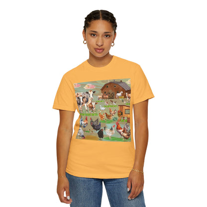 Springtime At The Barnyard Unisex Garment-Dyed T-shirt