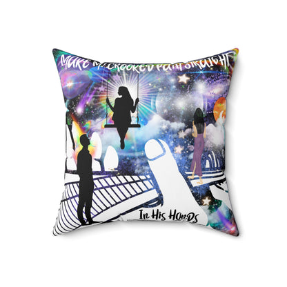 In His Hands Spun Polyester Square Pillow