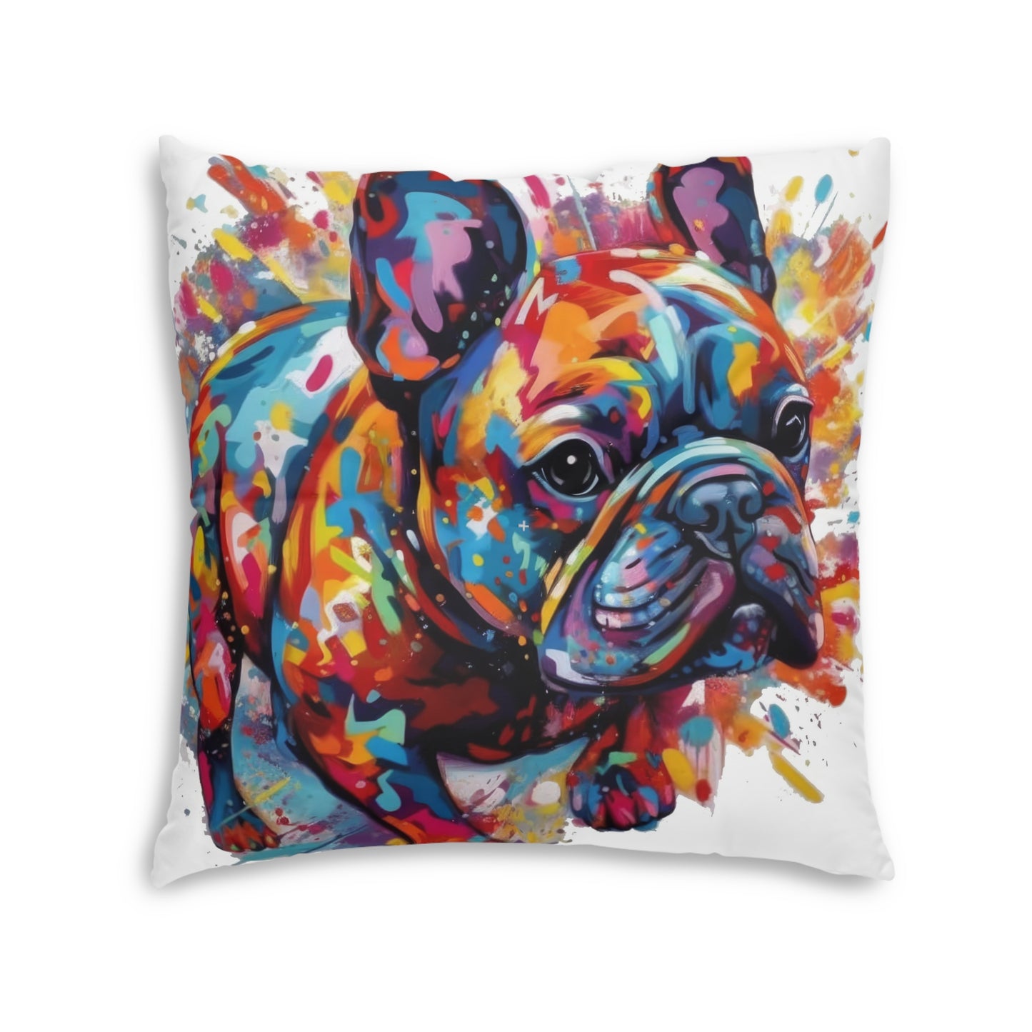 Tufted Floor Pillow, Square Frenchie 3