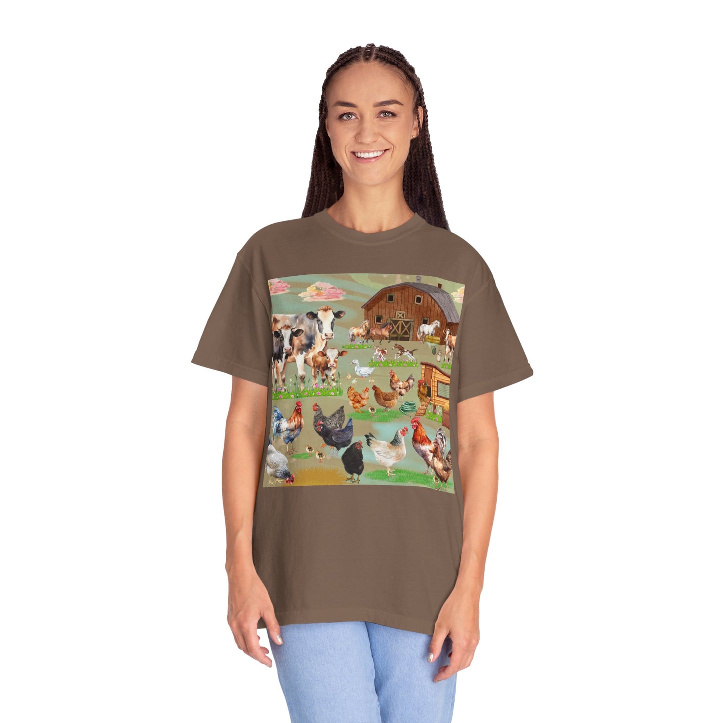 Springtime At The Barnyard Unisex Garment-Dyed T-shirt