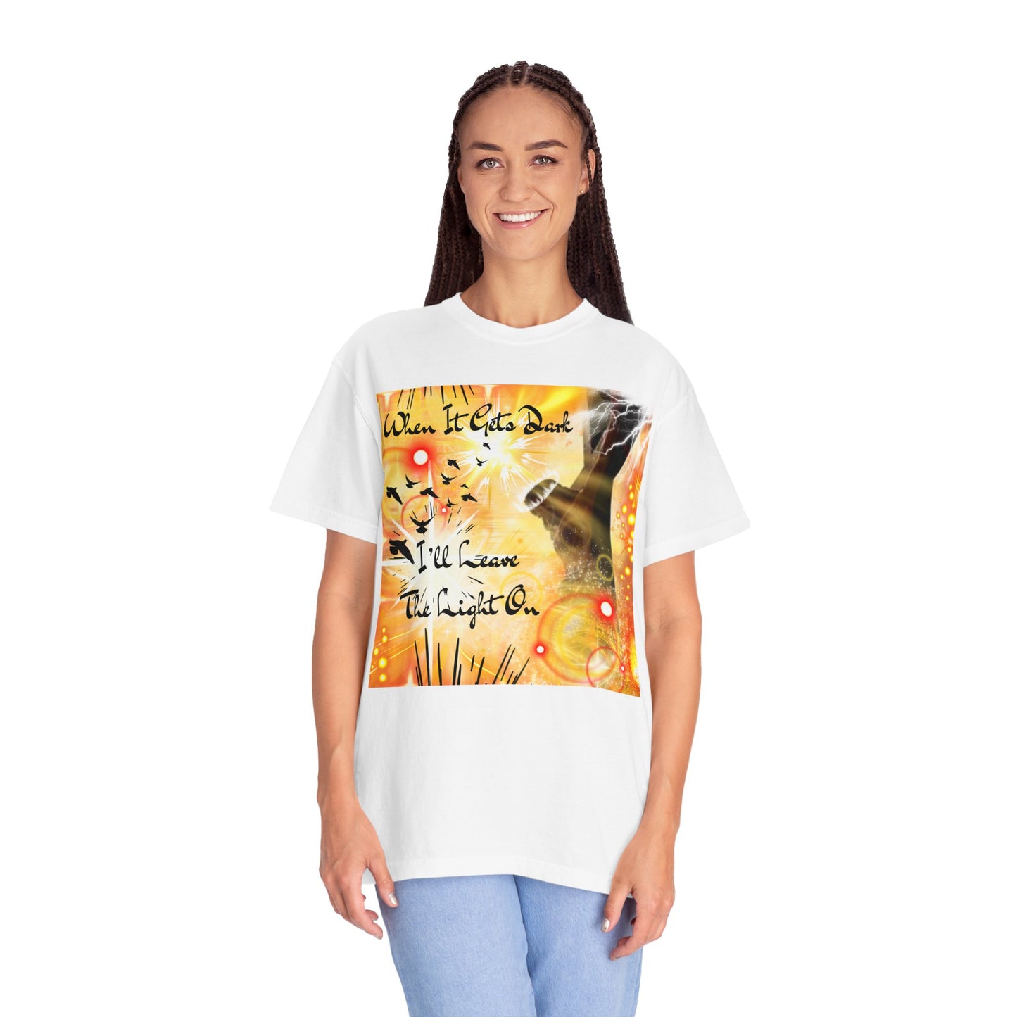 Leave The Light On Unisex Garment-Dyed T-shirt