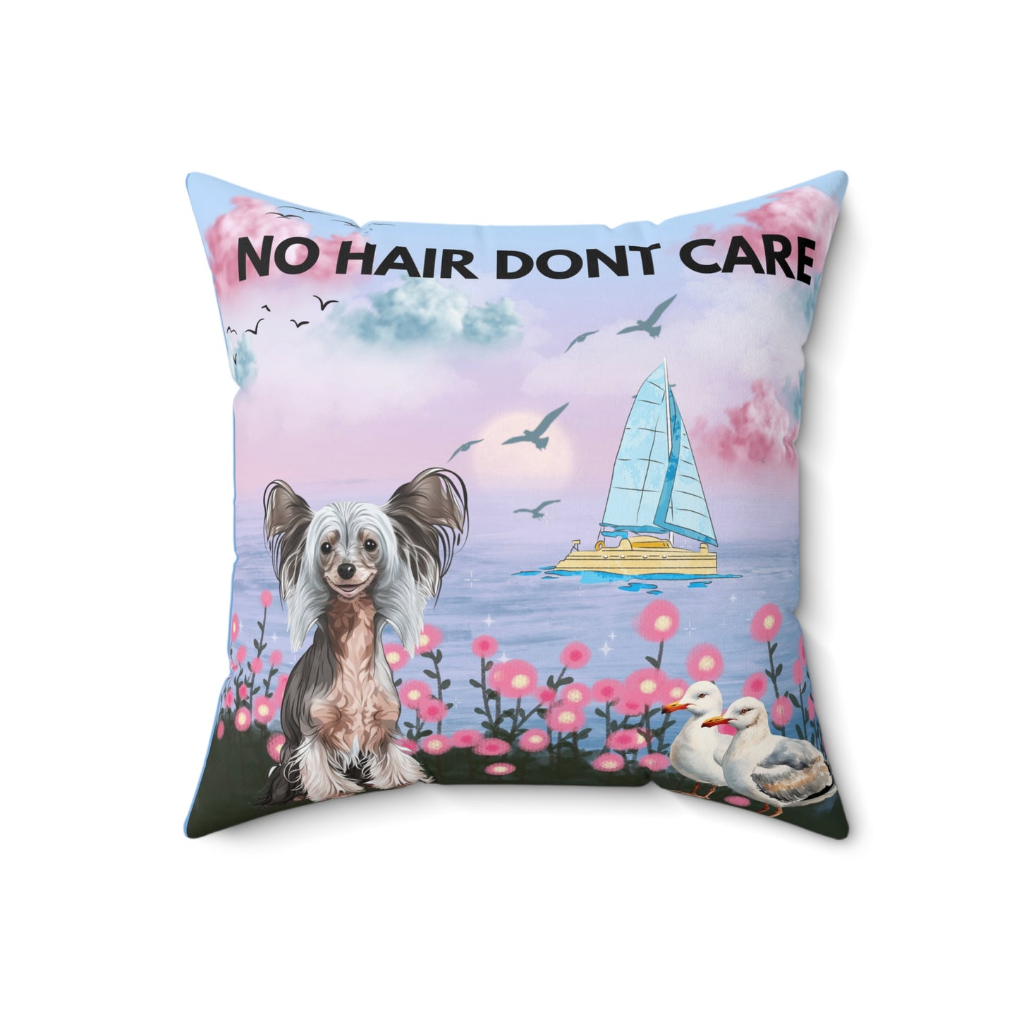 No Hair Don't Care Spun Polyester Square Pillow