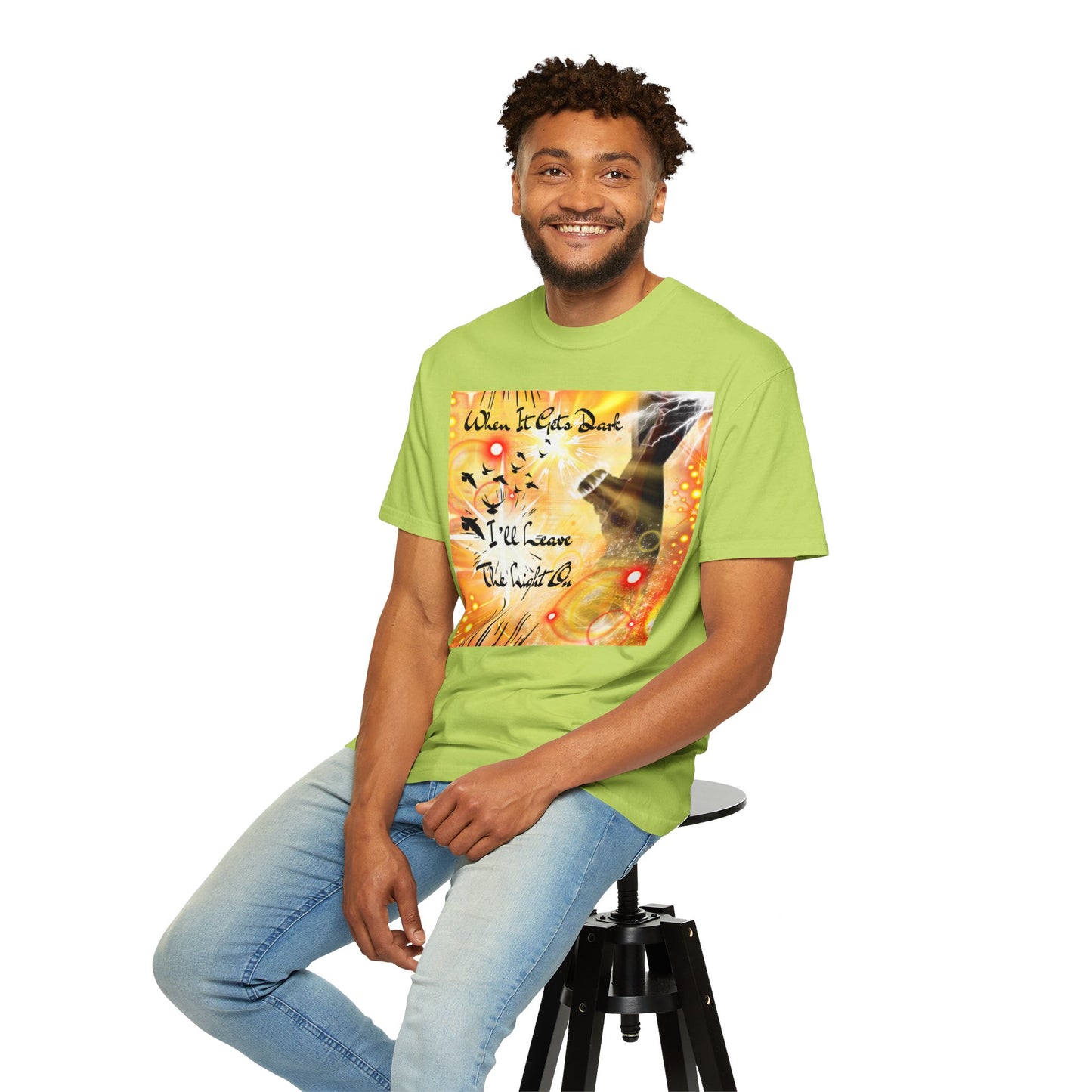 Leave The Light On Unisex Garment-Dyed T-shirt