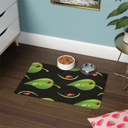 Pet Food Mat (12x18) Ladybugs Leaf