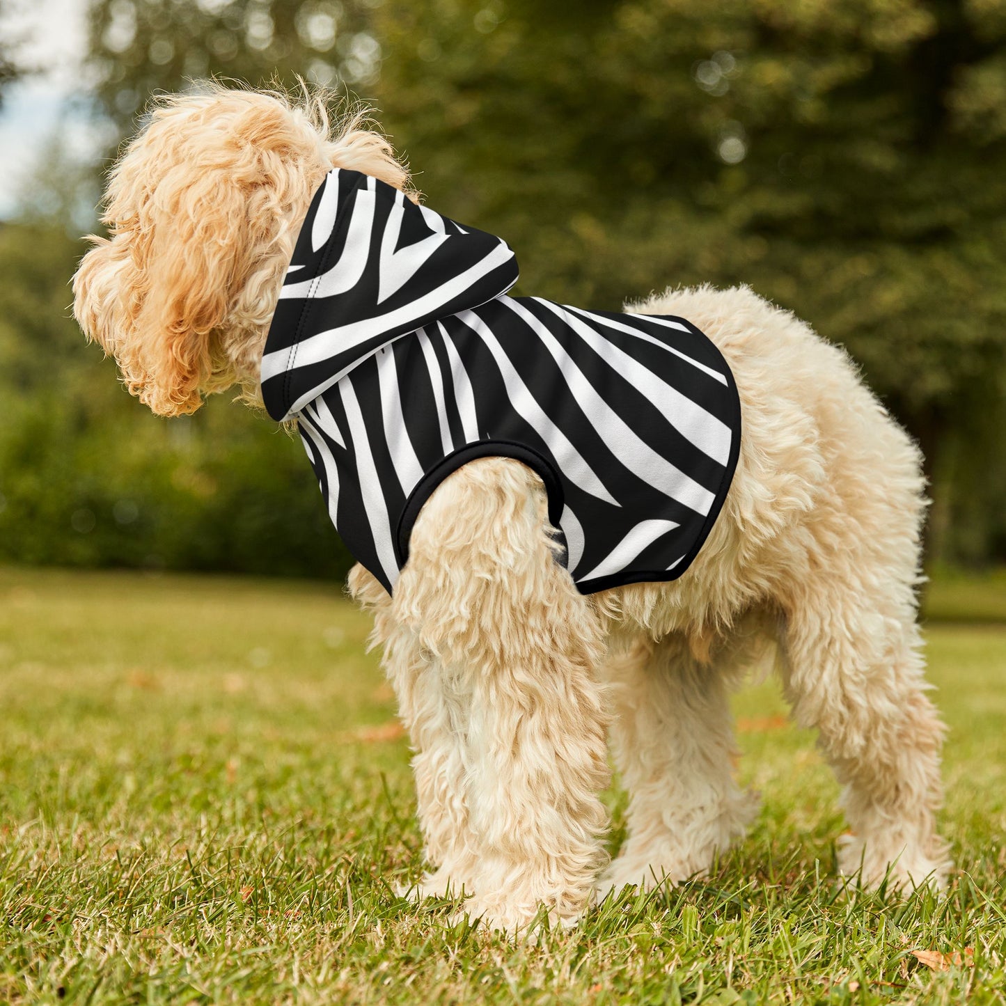 Pet Hoodie Zebra Black