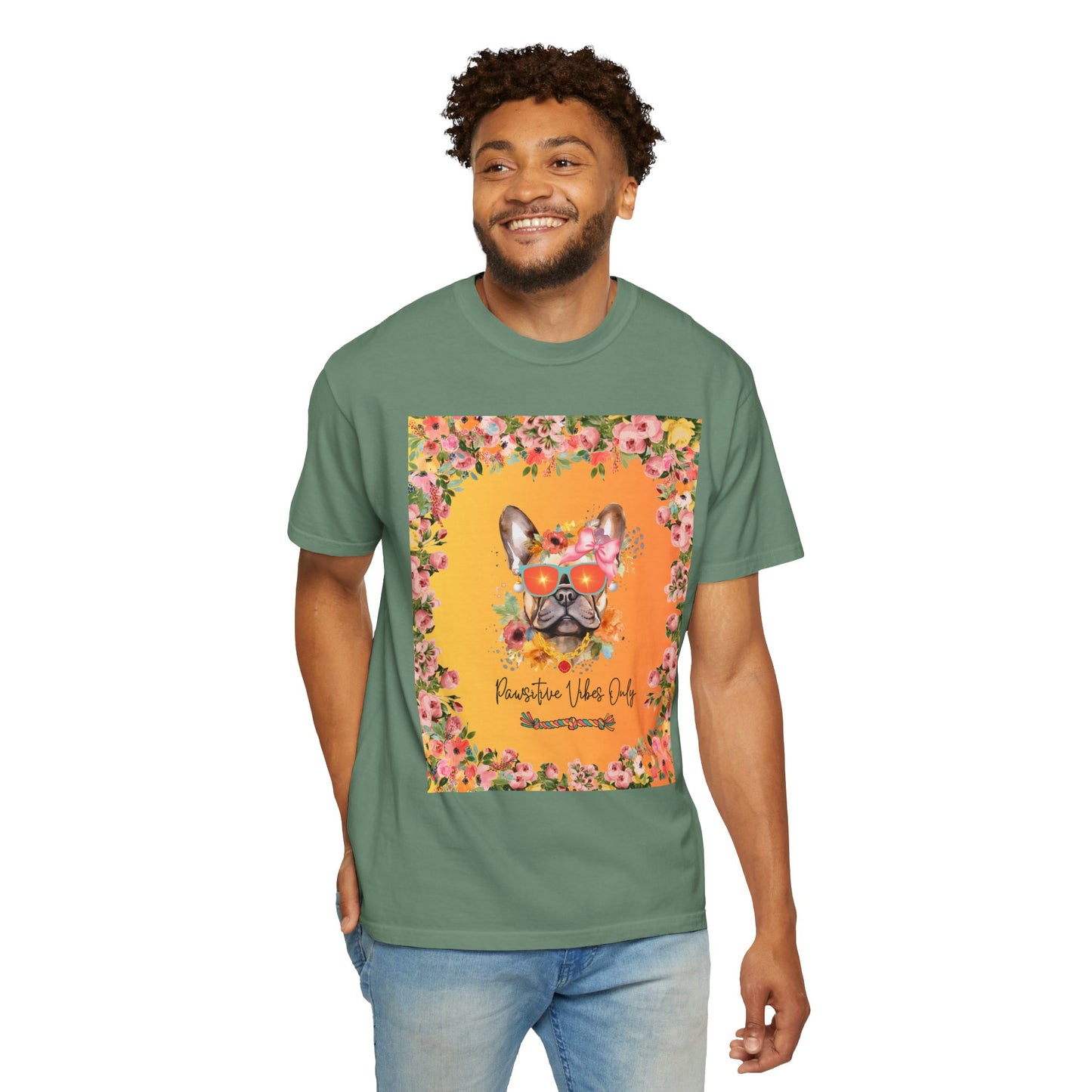 Pawsitive Vibes Only Unisex Garment-Dyed T-shirt