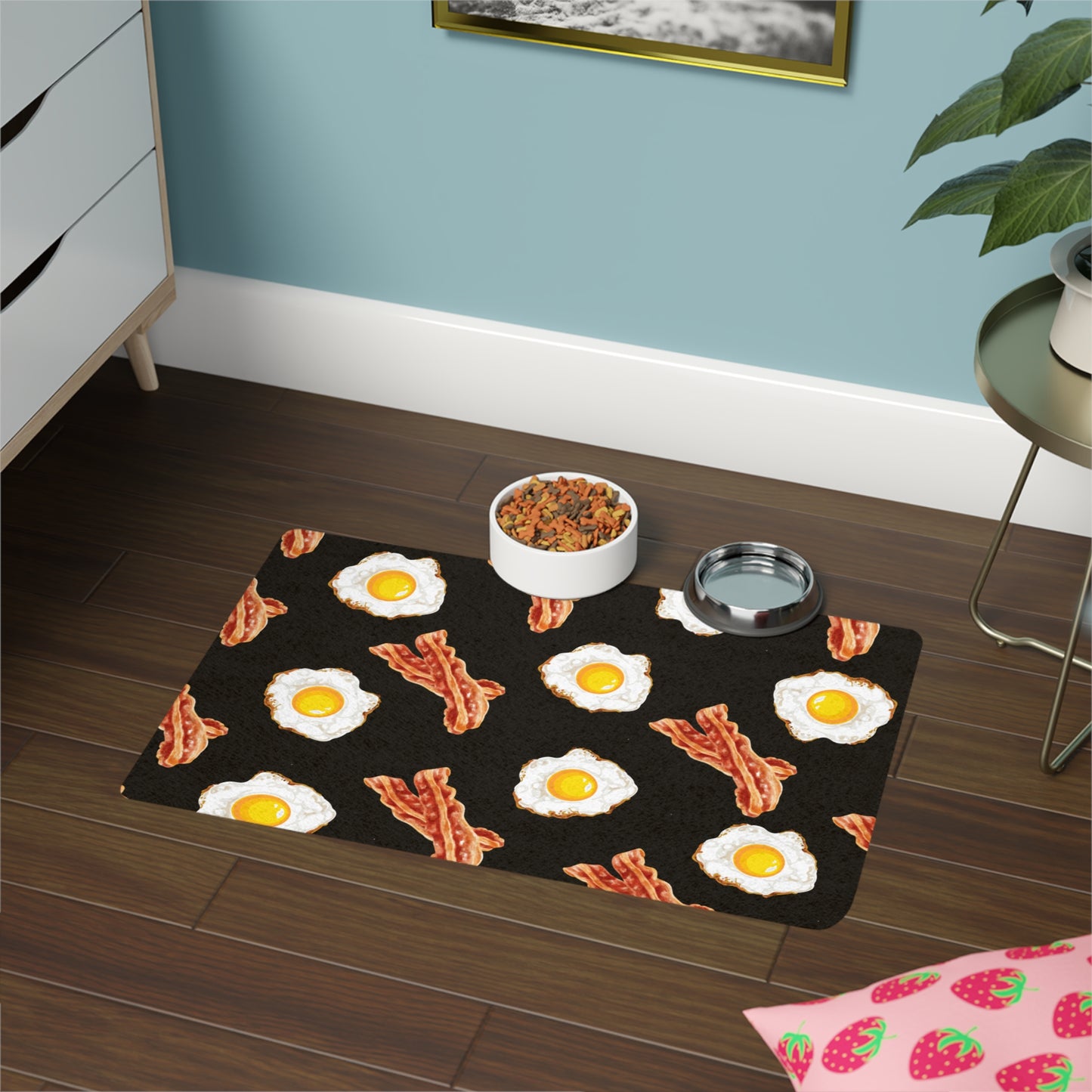 Pet Food Mat (12x18) Eggs And Bacon