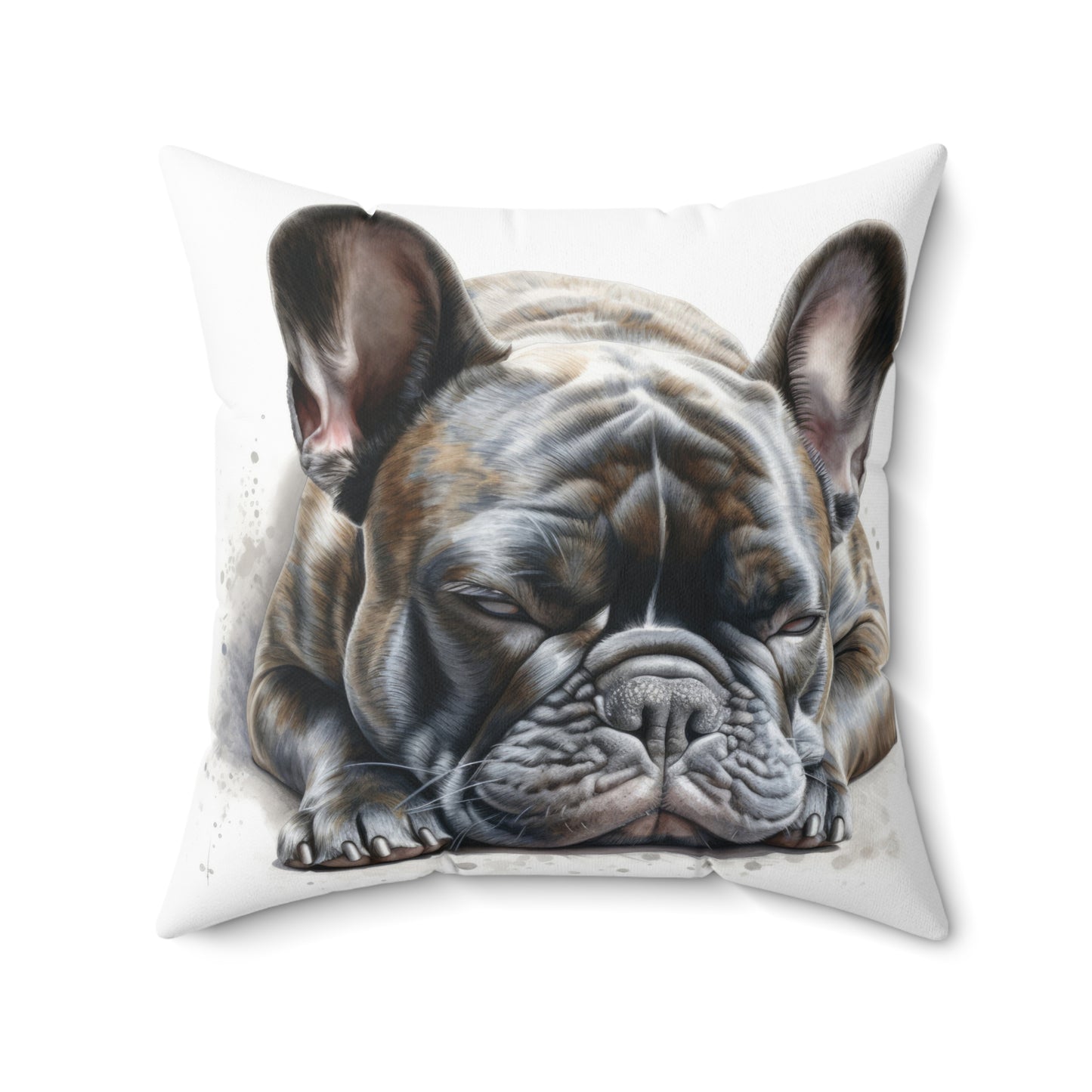 Spun Polyester Square Pillow Frenchie Sleeping