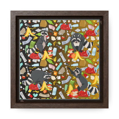 Raccoons In The Trash Gallery Canvas Wraps, Square Frame