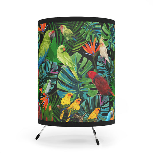 Birds In Paradise Tripod Lamp with High-Res Printed Shade, US\CA plug