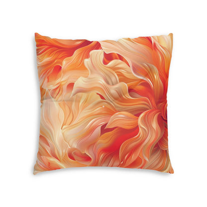 Orange Floral 2 Tufted Floor Pillow, Square