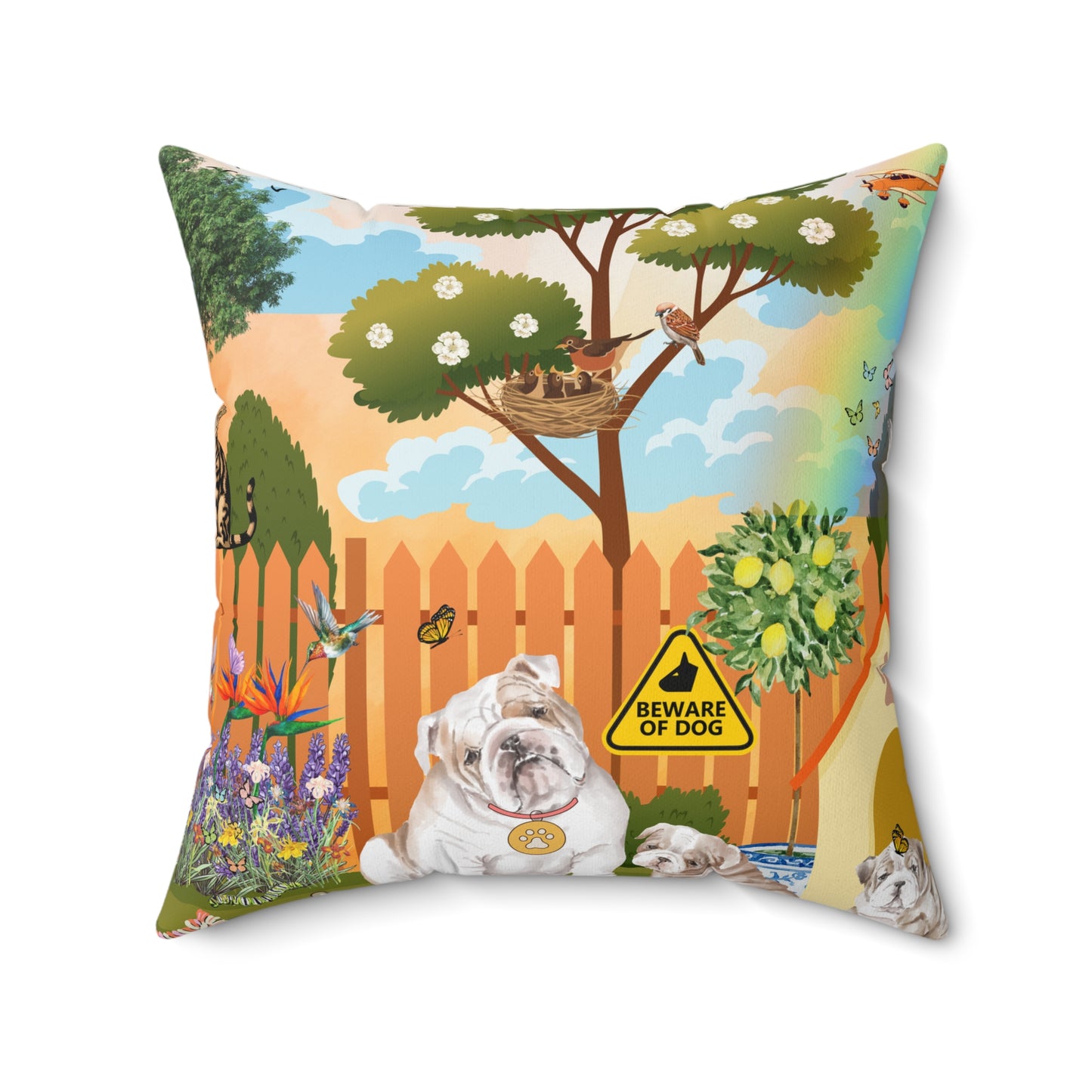 Backyard Bulldogs Spun Polyester Square Pillow