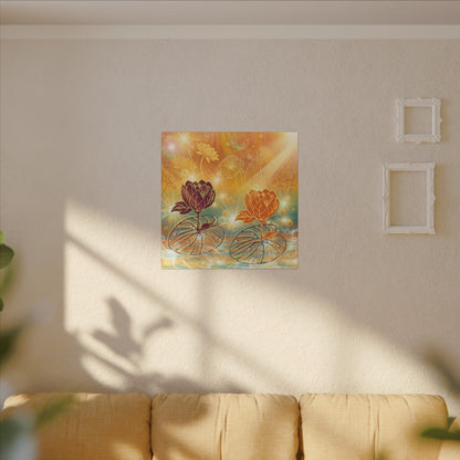 Morning Dew- Lotus Blossom Stretched Canvas Art Print, Vibrant Wall Decor, Meditation Room Artwork, Floral Home Decoration, Gift for Yoga Lovers