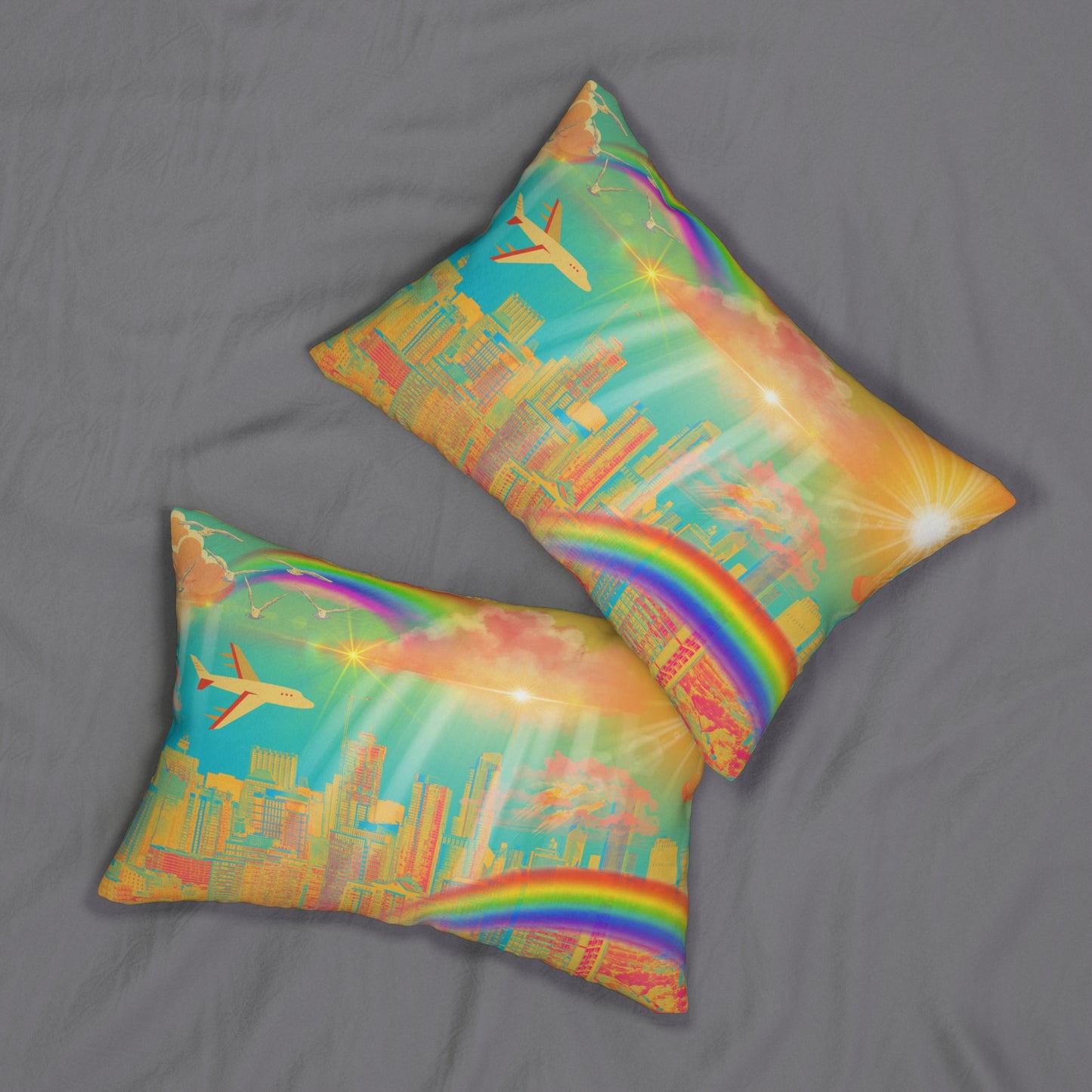Rainbow Radiance Spun Polyester Lumbar Pillow