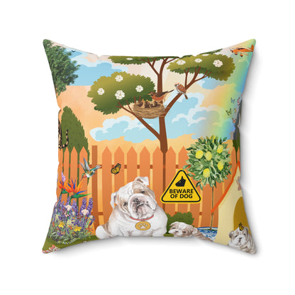 Backyard Bulldogs Spun Polyester Square Pillow