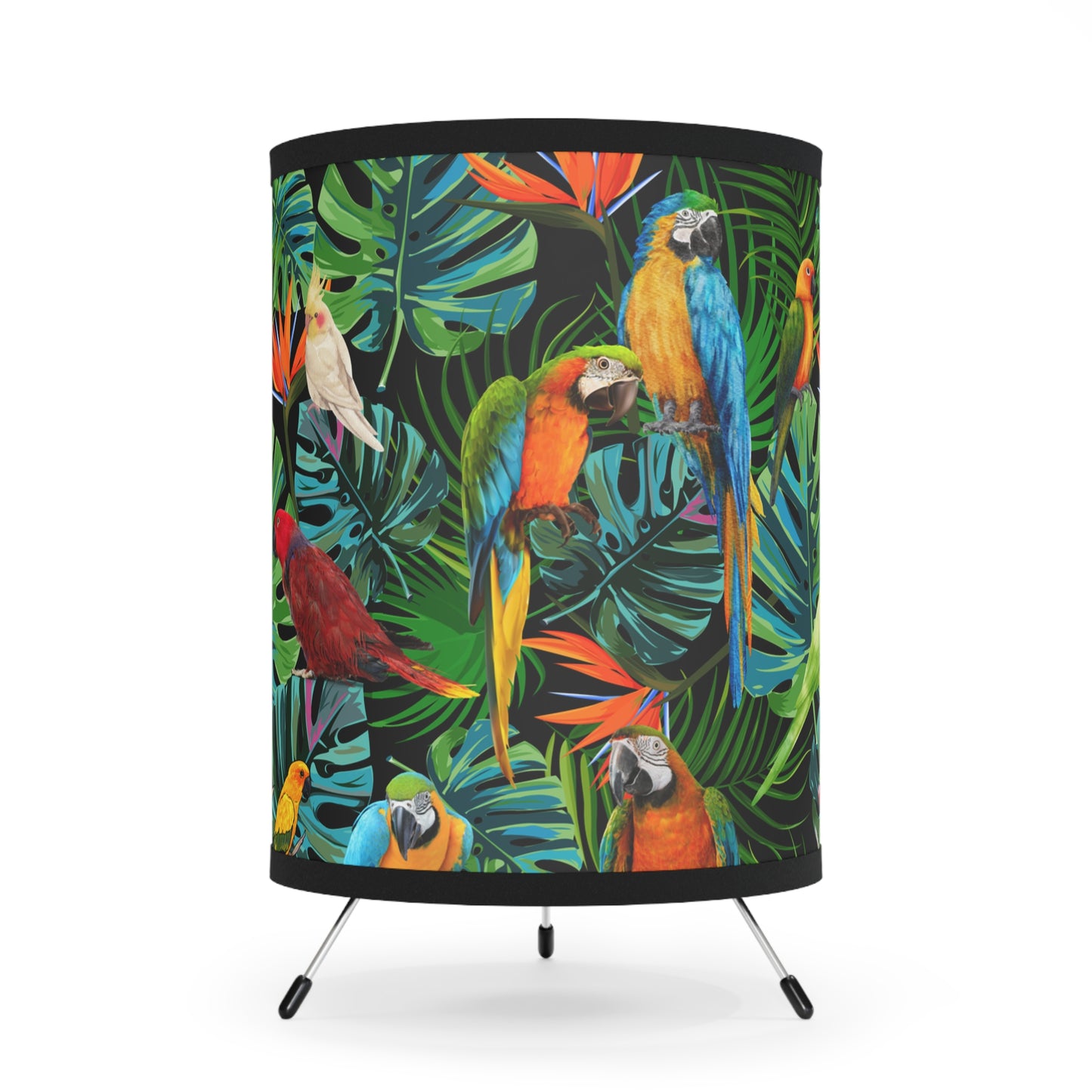 Birds In Paradise Tripod Lamp with High-Res Printed Shade, US\CA plug