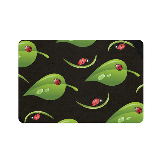 Pet Food Mat (12x18) Ladybugs Leaf