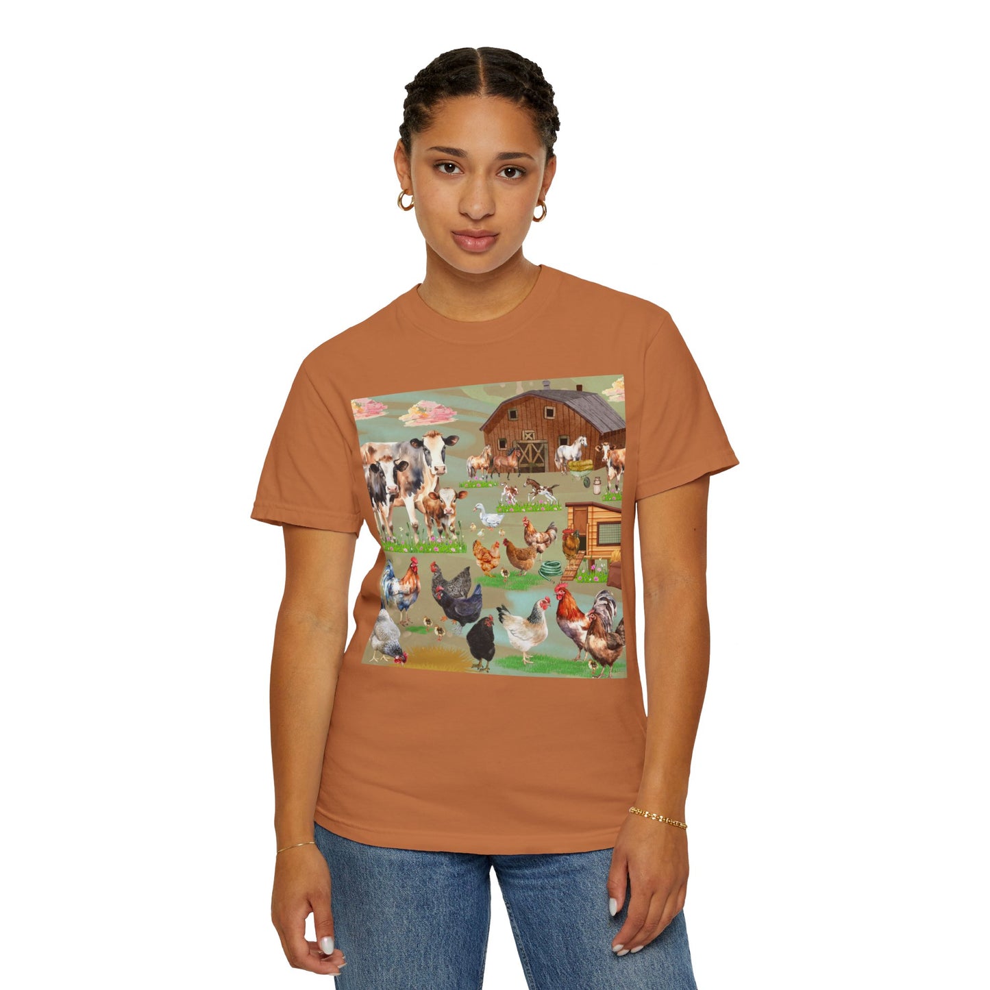 Springtime At The Barnyard Unisex Garment-Dyed T-shirt