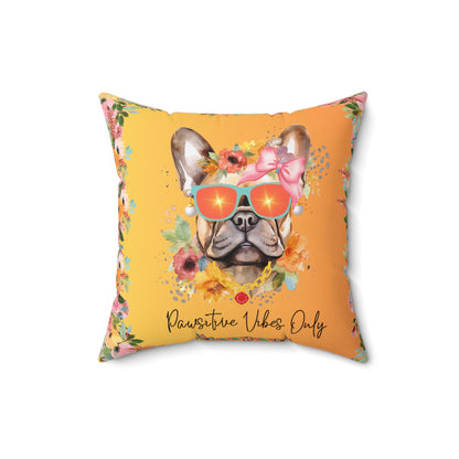 Pawsitive Vibes Only Spun Polyester Square Pillow