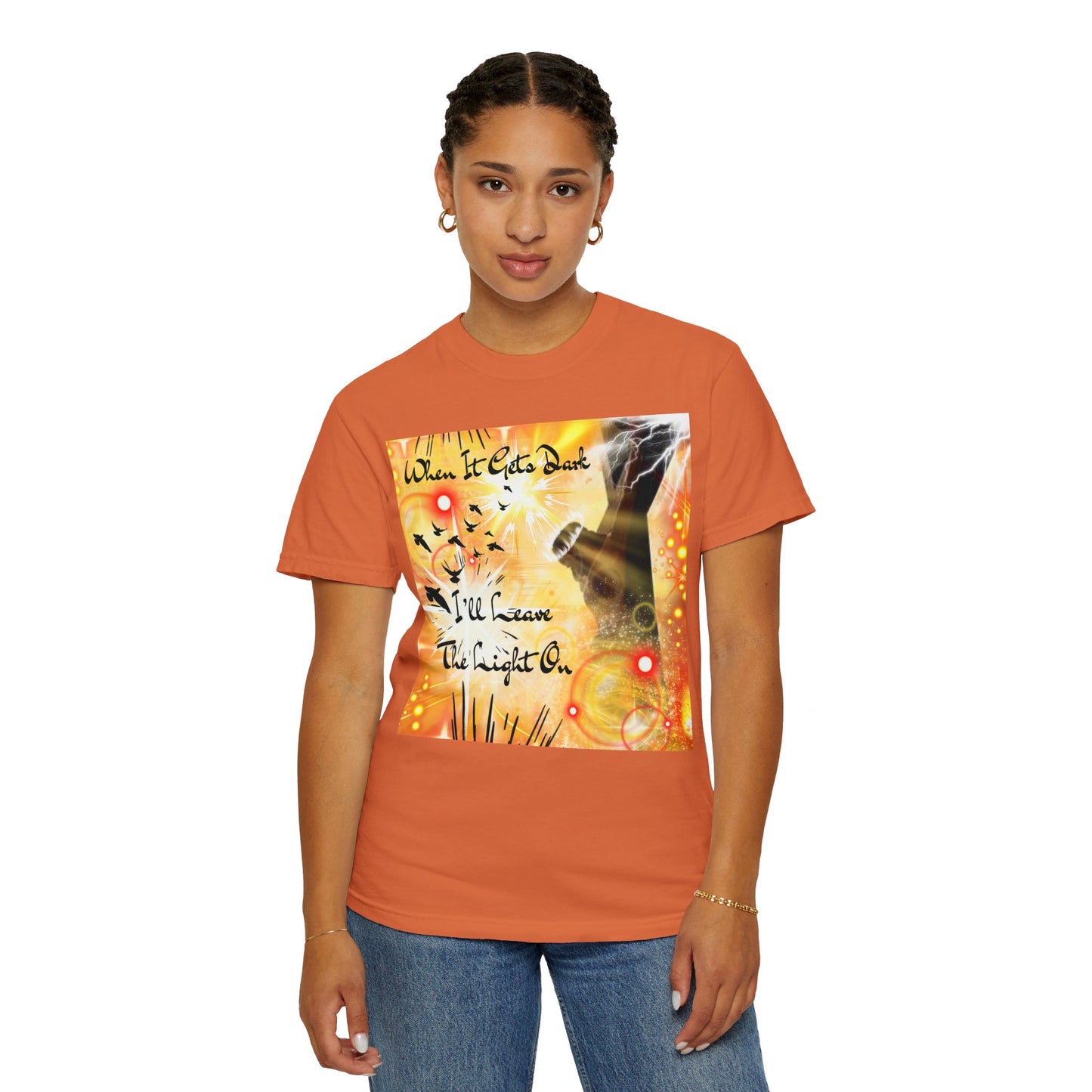 Leave The Light On Unisex Garment-Dyed T-shirt