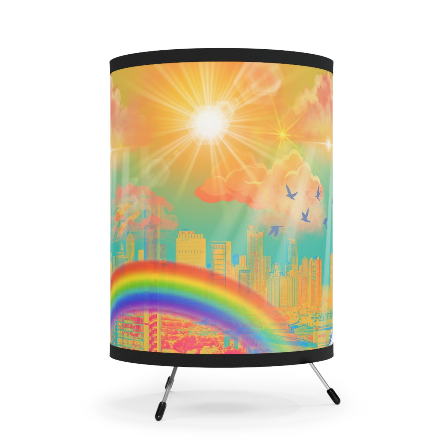 Rainbow Radiance Tripod Lamp with High-Res Printed Shade, US\CA plug