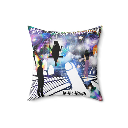 In His Hands Spun Polyester Square Pillow