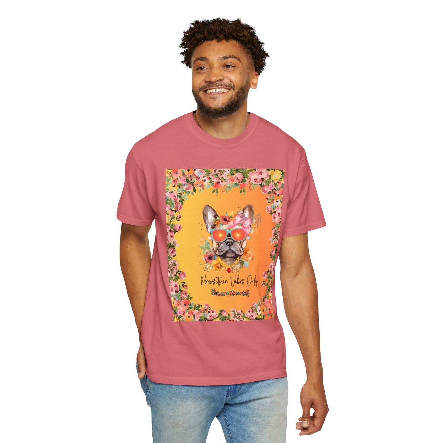 Pawsitive Vibes Only Unisex Garment-Dyed T-shirt