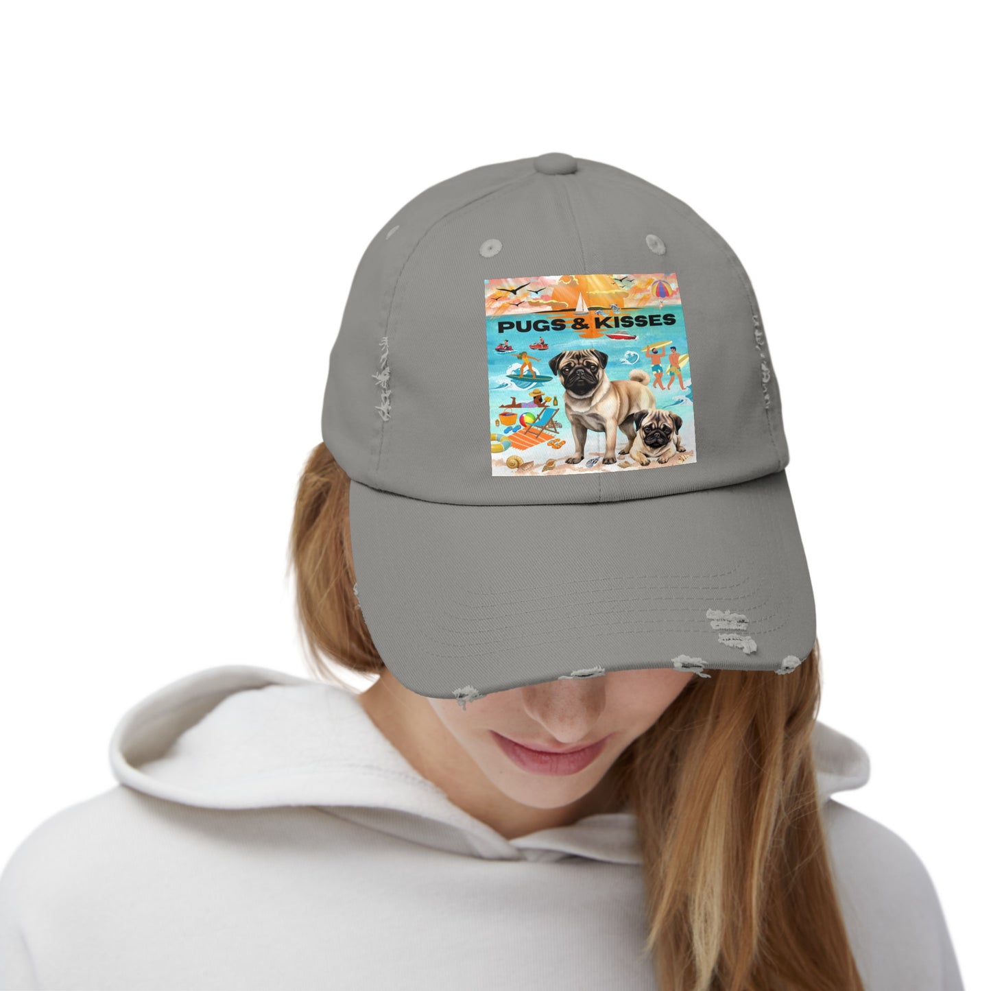 Pugs & Kisses Unisex Distressed Cap