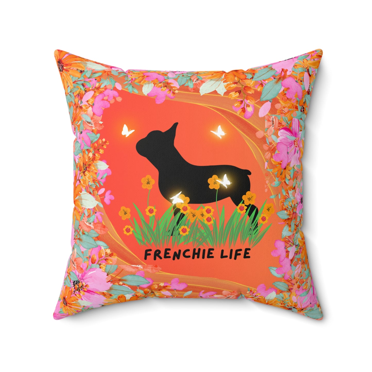 Frenchie Life Spun Polyester Square Pillow