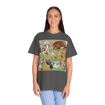 Springtime At The Barnyard Unisex Garment-Dyed T-shirt