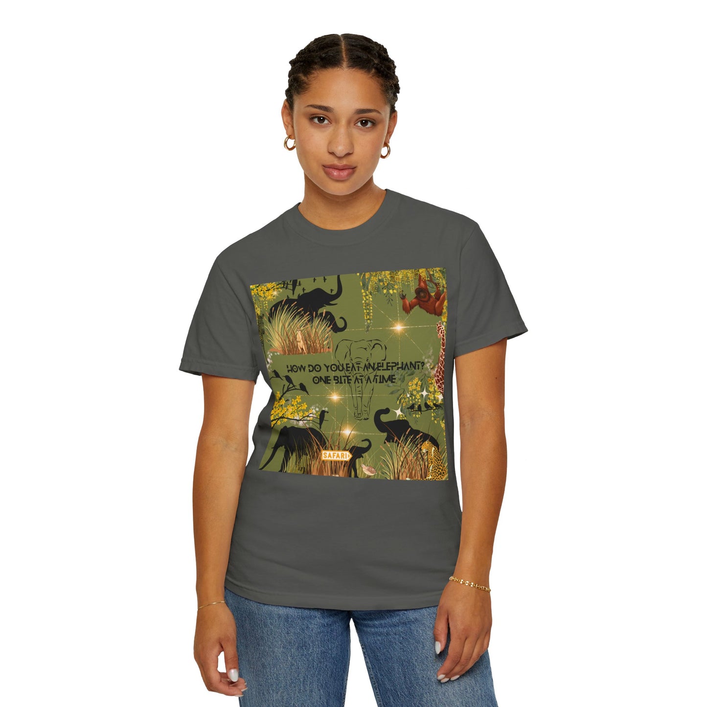 How Do You Eat An Elephant One Bite At A Time Unisex Garment-Dyed T-shirt