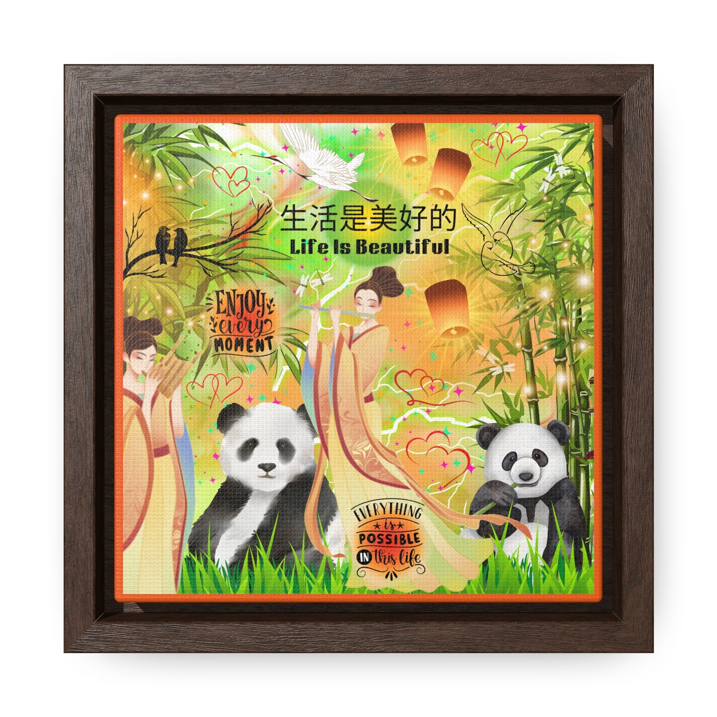 Life Is Beautiful Chinese Gallery Canvas Wraps, Square Frame