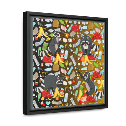 Raccoons In The Trash Gallery Canvas Wraps, Square Frame