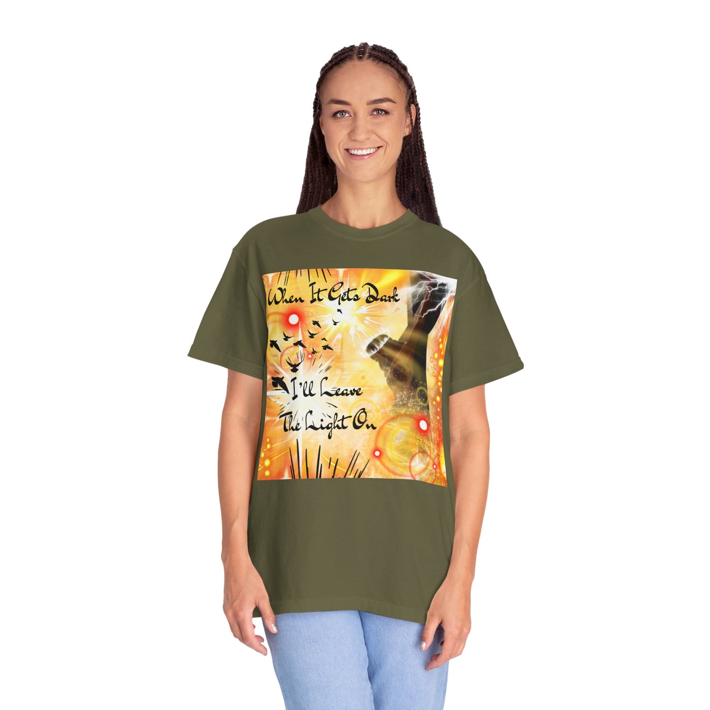 Leave The Light On Unisex Garment-Dyed T-shirt