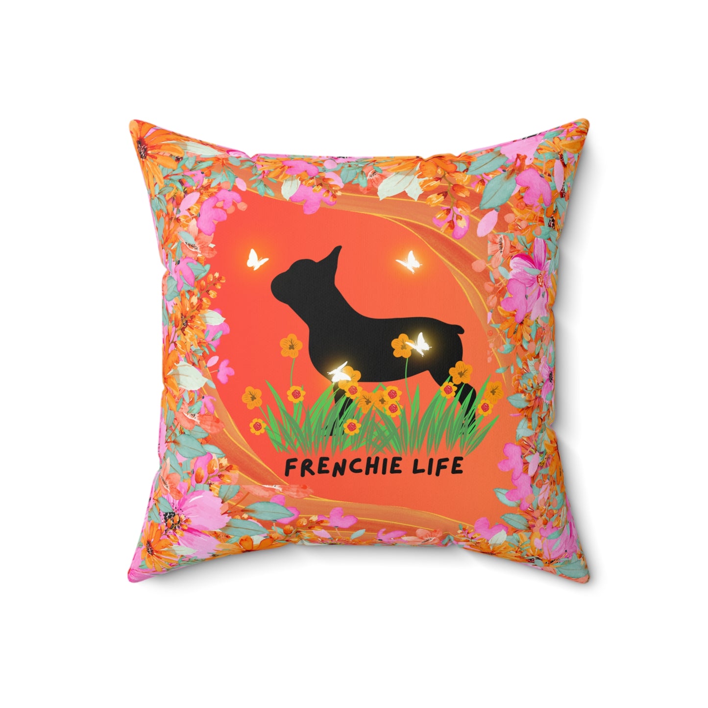 Frenchie Life Spun Polyester Square Pillow