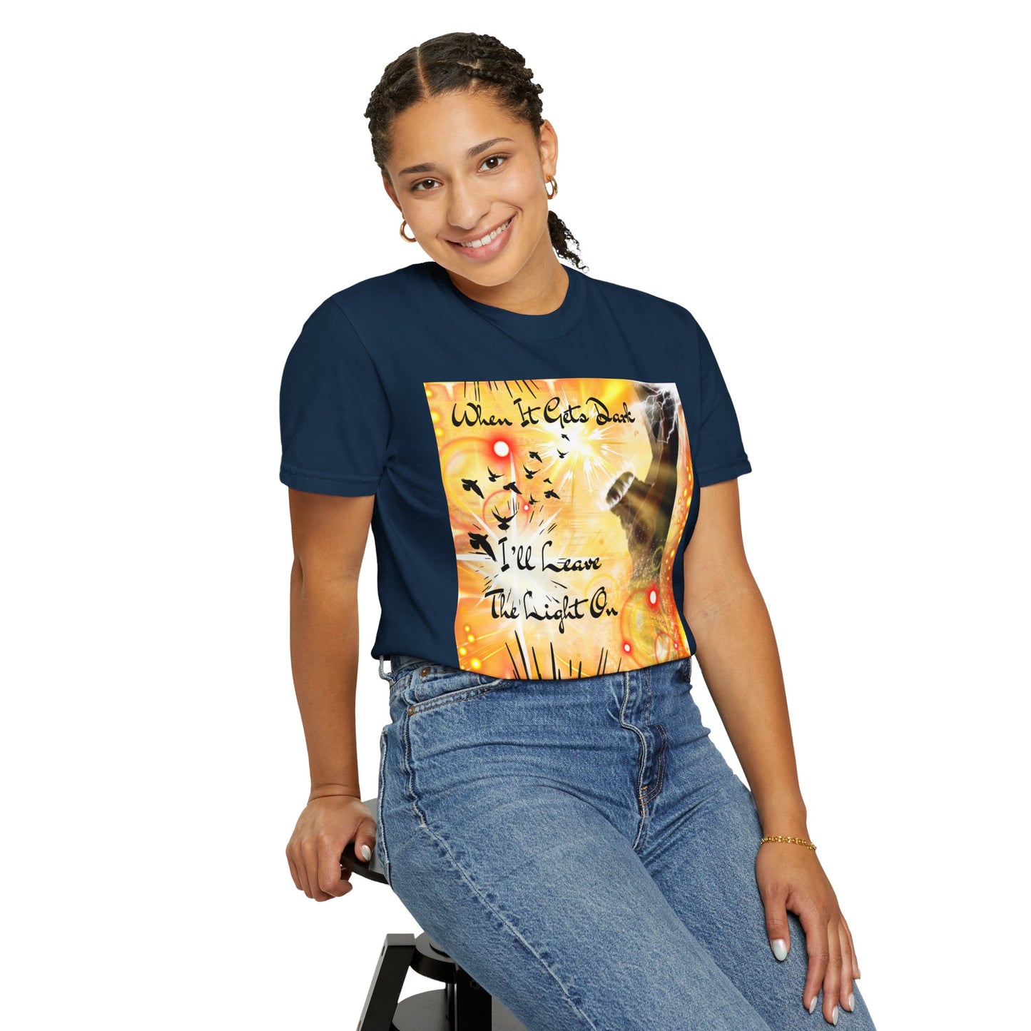 Leave The Light On Unisex Garment-Dyed T-shirt