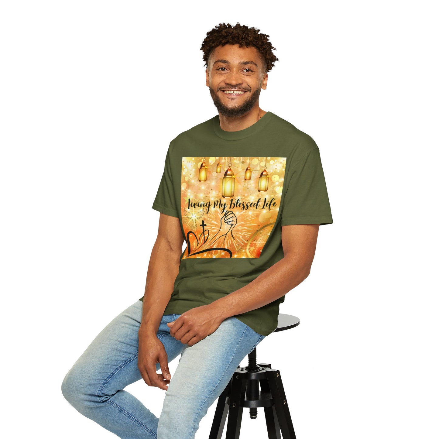 Living My Blessed Life Unisex Garment-Dyed T-shirt