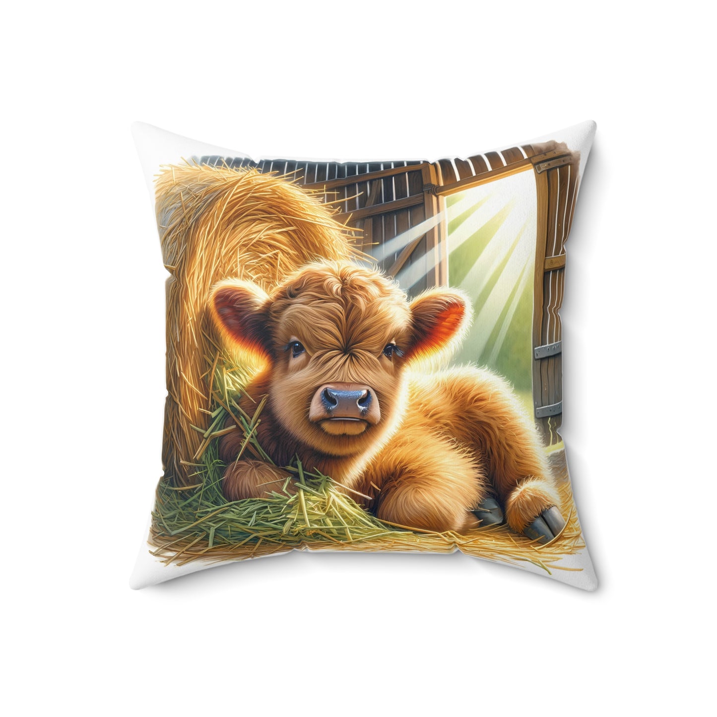 Spun Polyester Square Pillow HIghland Calf